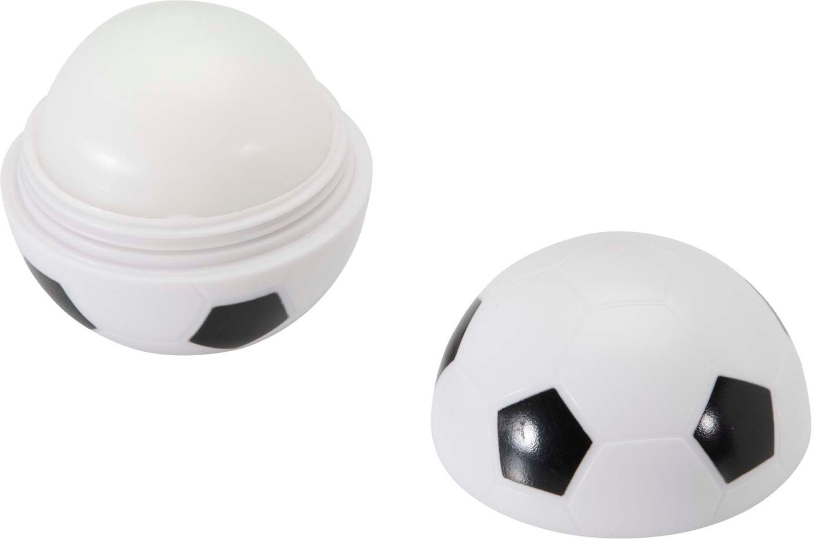 Hovedproduktbilde for Solid svart Zuri fotballformet leppepomade med SPF 15, vanilje