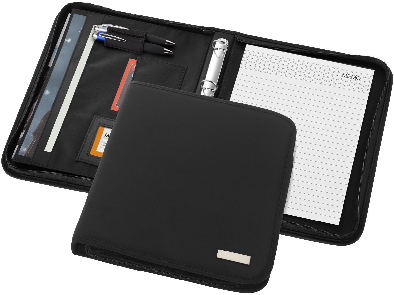 Hovedproduktbilde for Solid svart Stanford A4 Deluxe Dokumentmappe med Glidelås