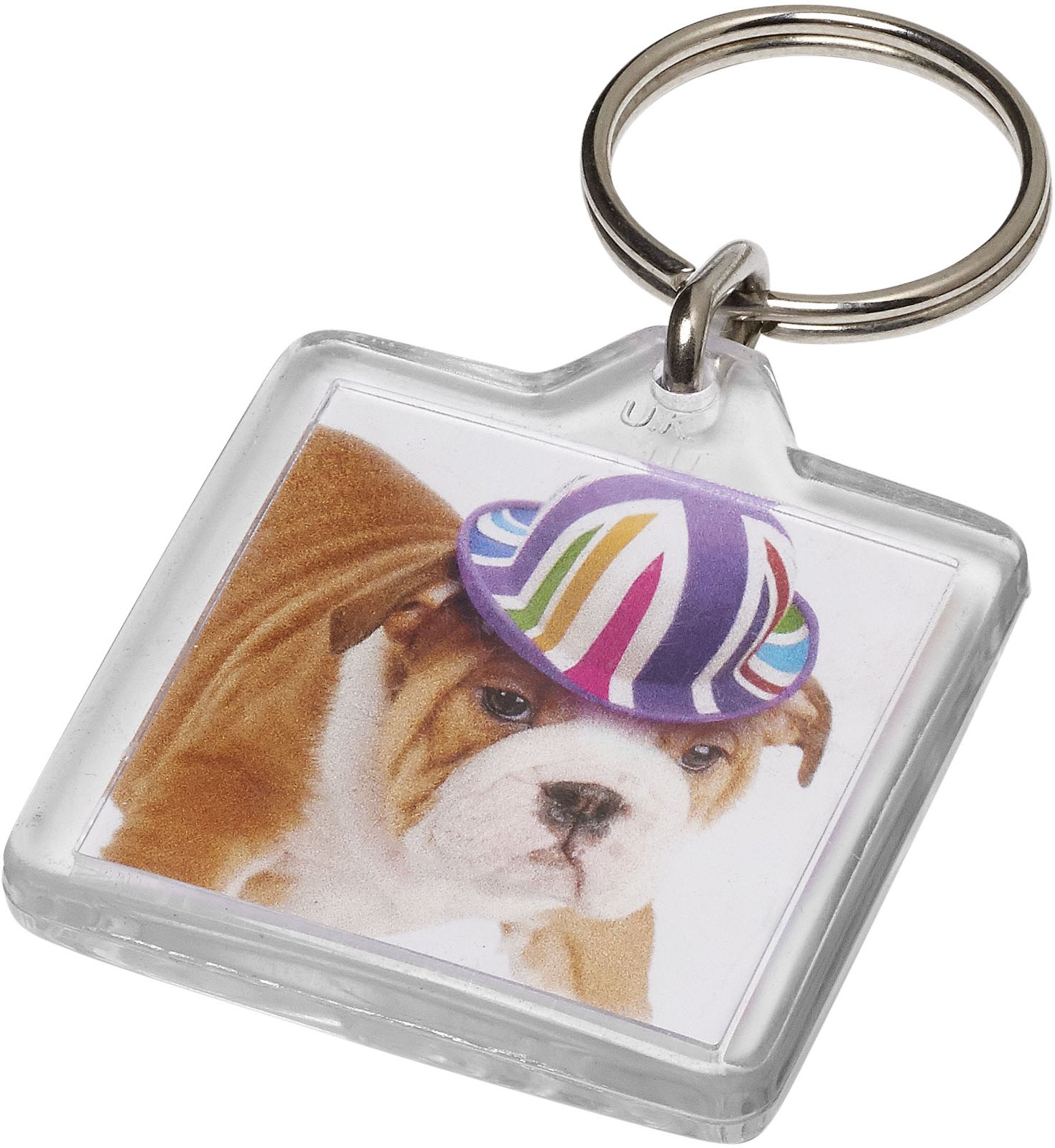 Hovedproduktbilde for Transparent klar Vial U1 Kvadratisk Nøkkelring