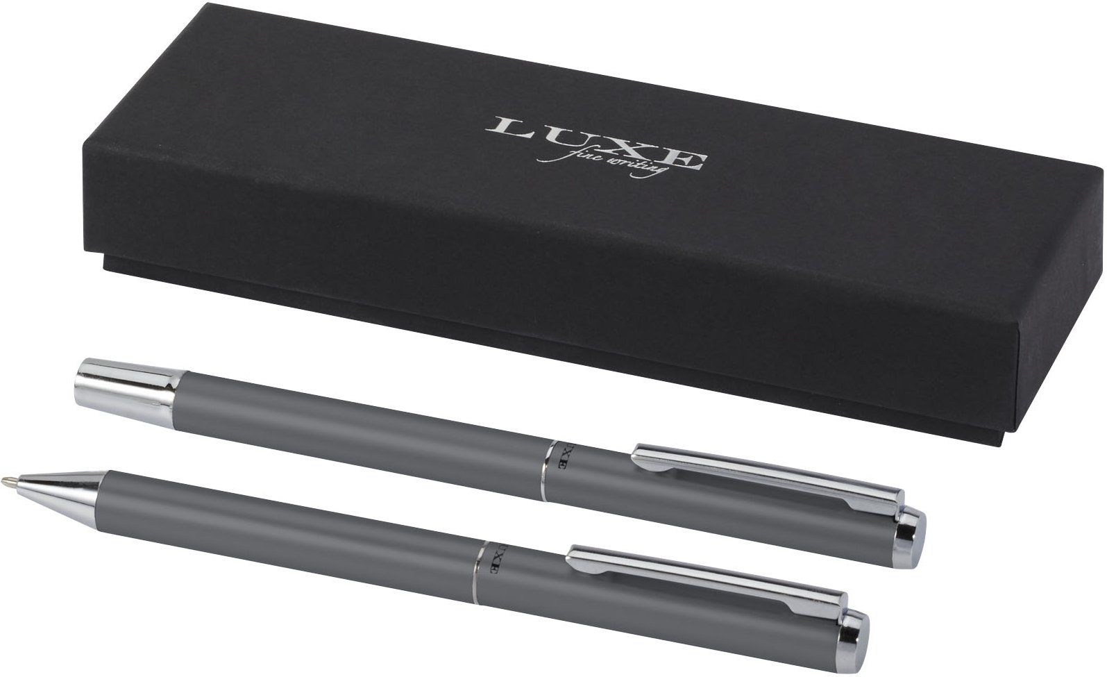 Hovedproduktbilde for Grå Luxe Lucetto Resirkulert Aluminium Sort Blekk Pennesett