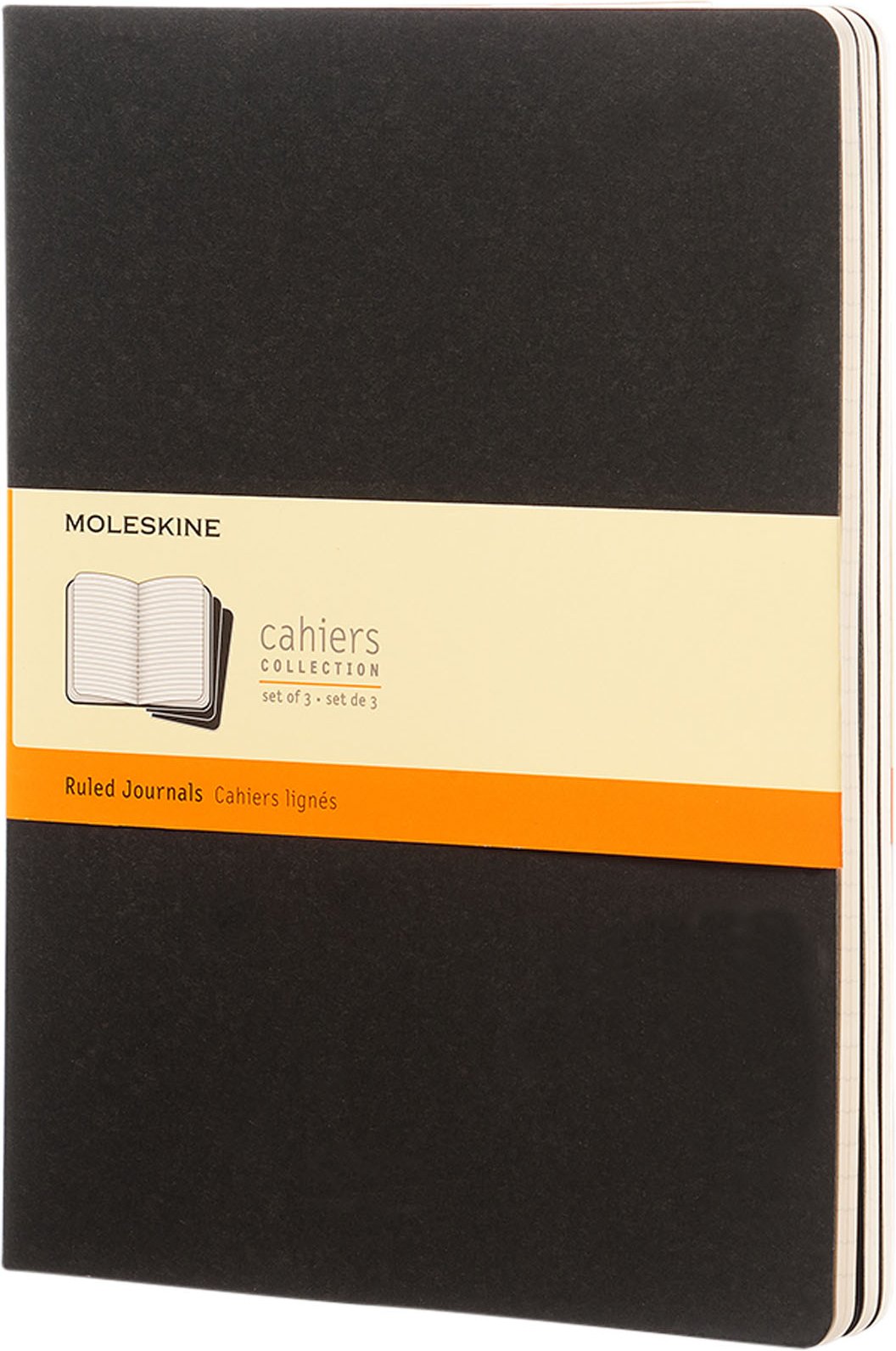 Hovedproduktbilde for Solid svart Moleskine Cahier Journal XL Linjert Notatbok