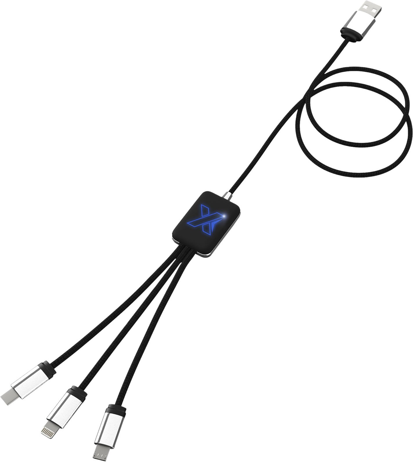 Hovedproduktbilde for Blå/Solid svart SCX.design C17 Lysende Logo Ladekabel