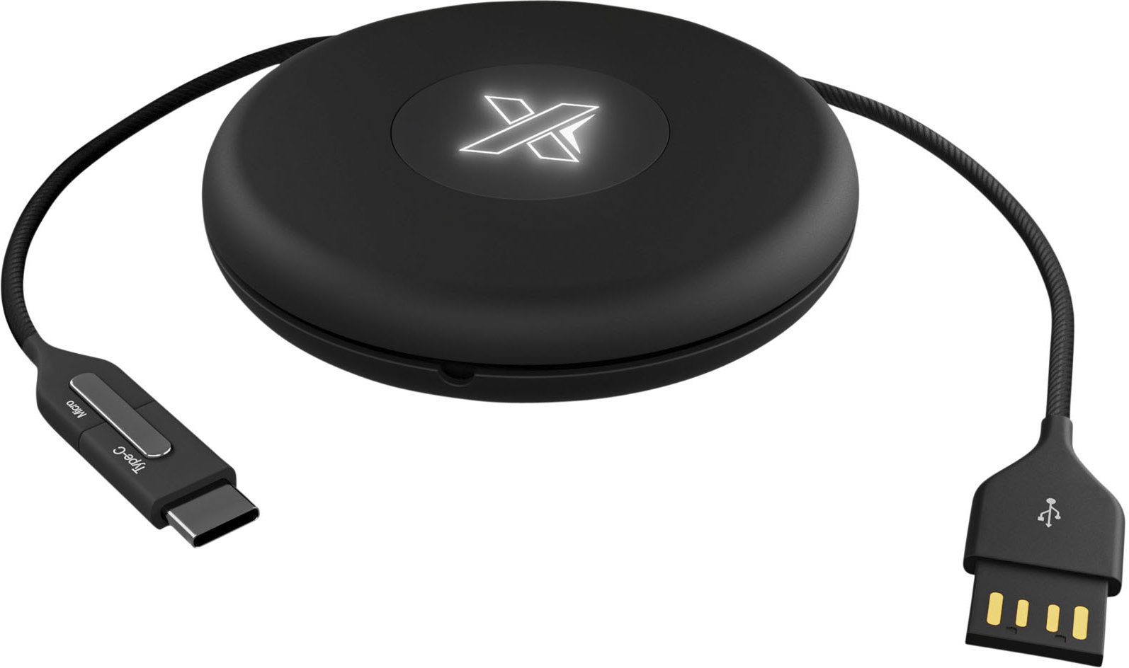 Hovedproduktbilde for Solid svart SCX.design C18 Lysende Logo Ladekabel