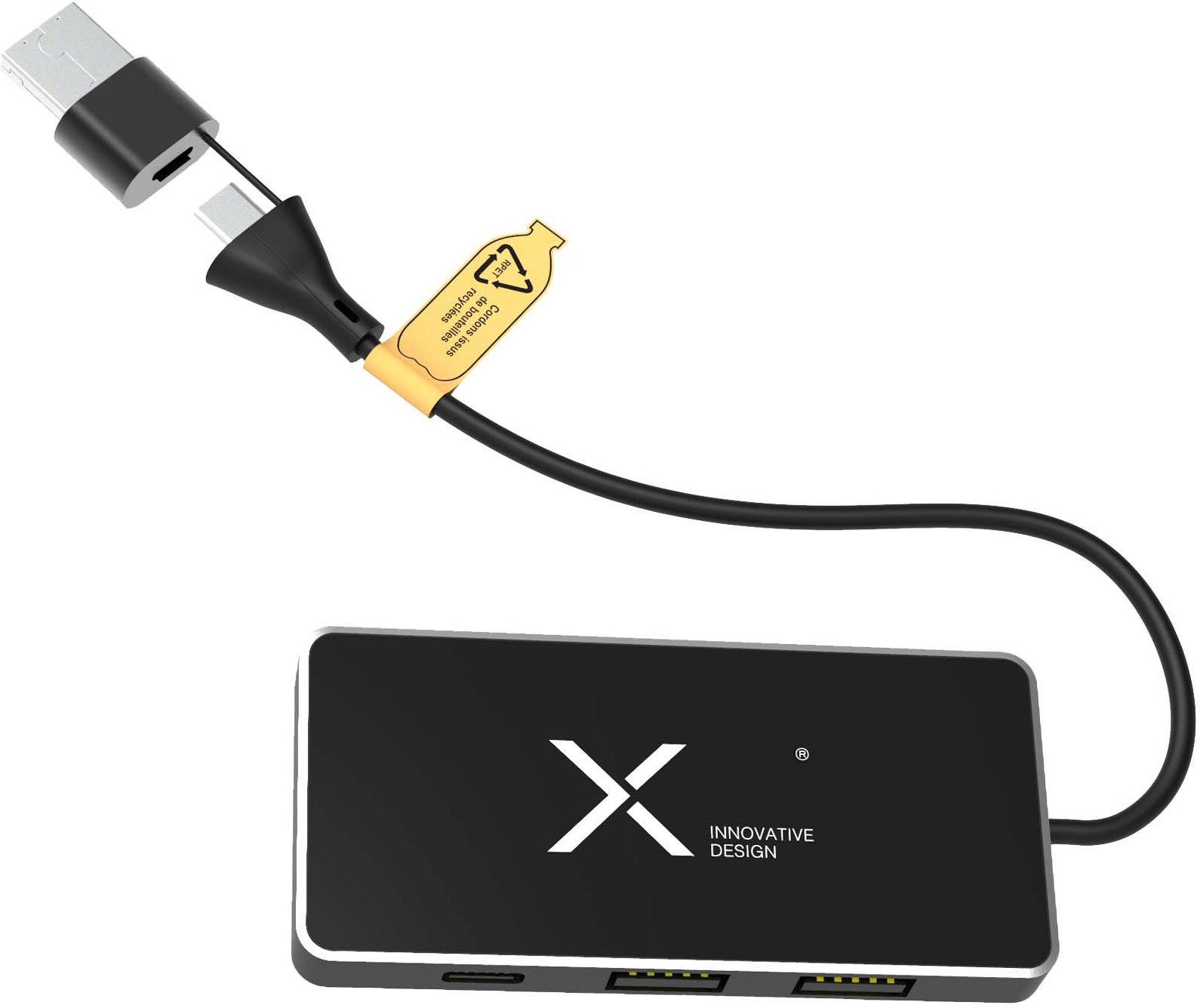 Hovedproduktbilde for Solid svart SCX.design H20 8-i-1 Dobbel USB Hub