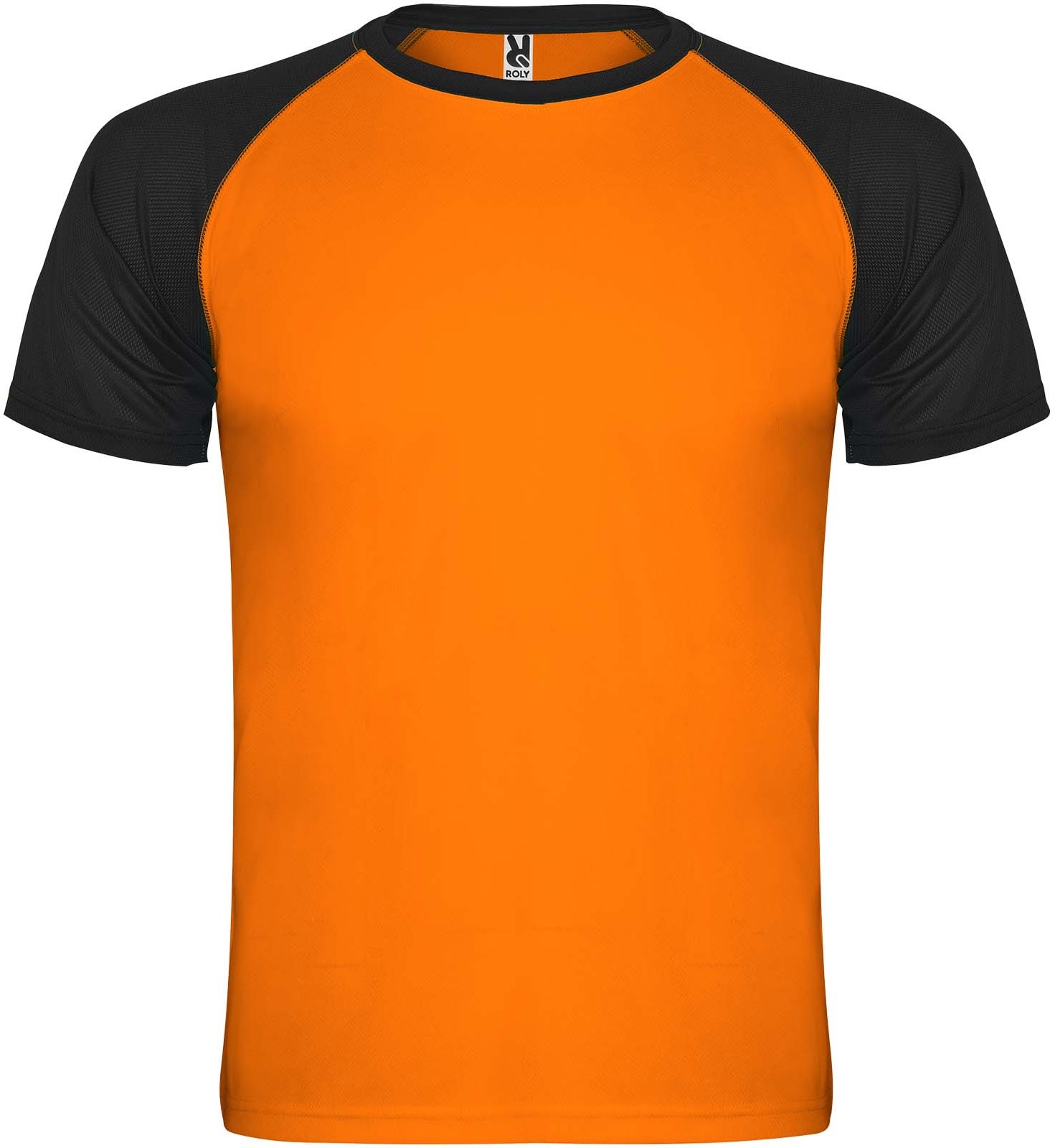 Hovedproduktbilde for Fluor oransje/Solid svart Roly Indianapolis Teknisk  T-skjorte Barn