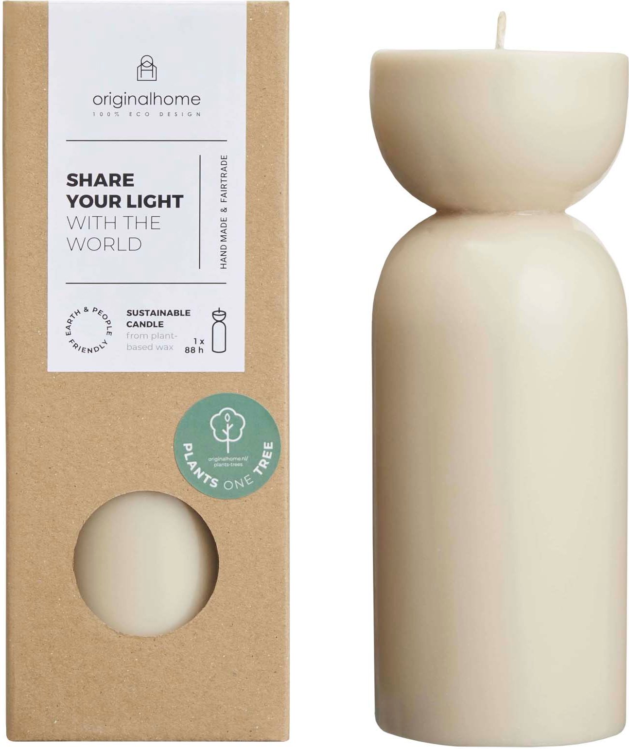 Hovedproduktbilde for Beige Originalhome Originalhome økologisk stearinlys – medium