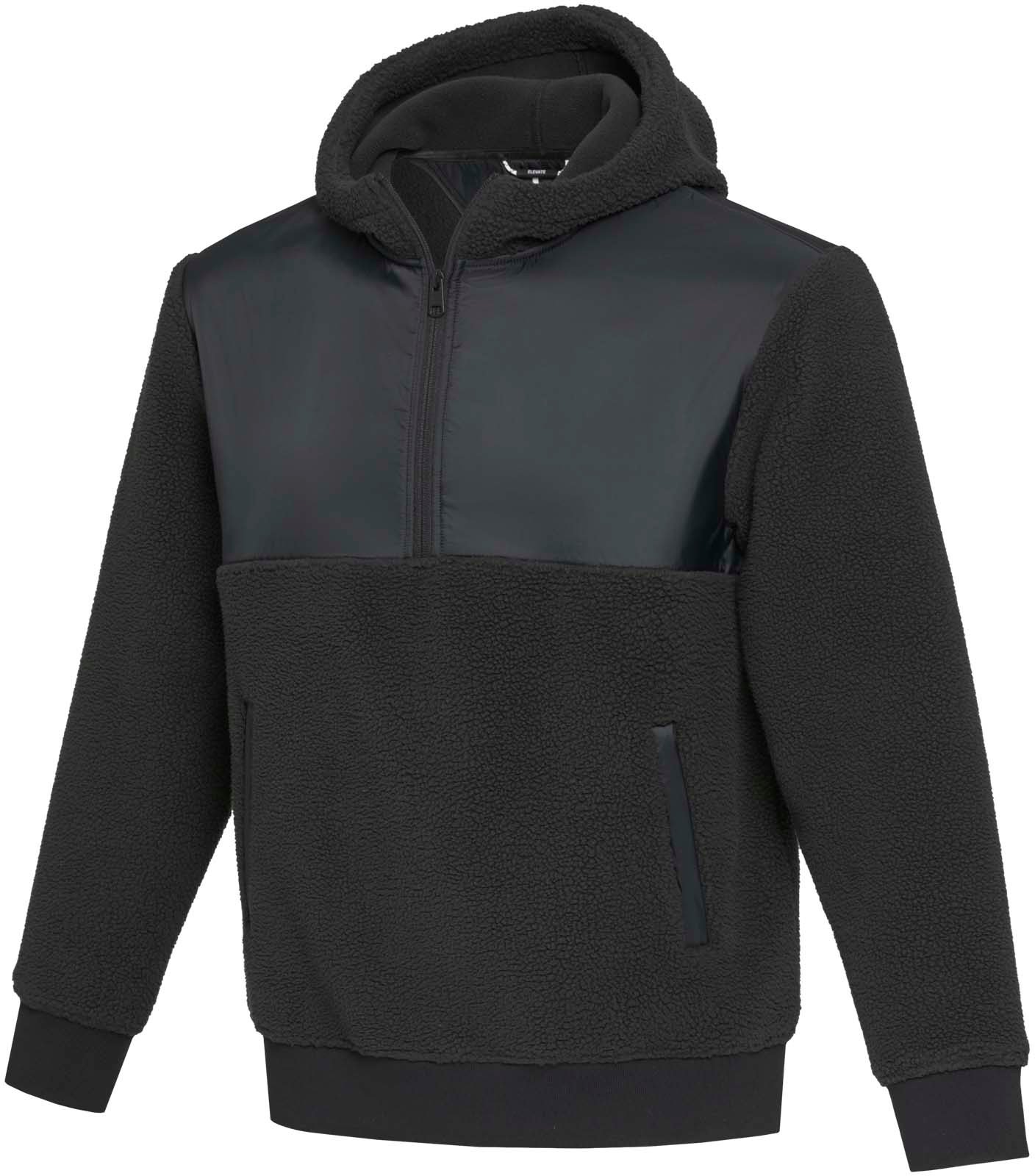 Hovedproduktbilde for Solid svart Elevate Evans unisex resirkulert sherpa fleecejakke