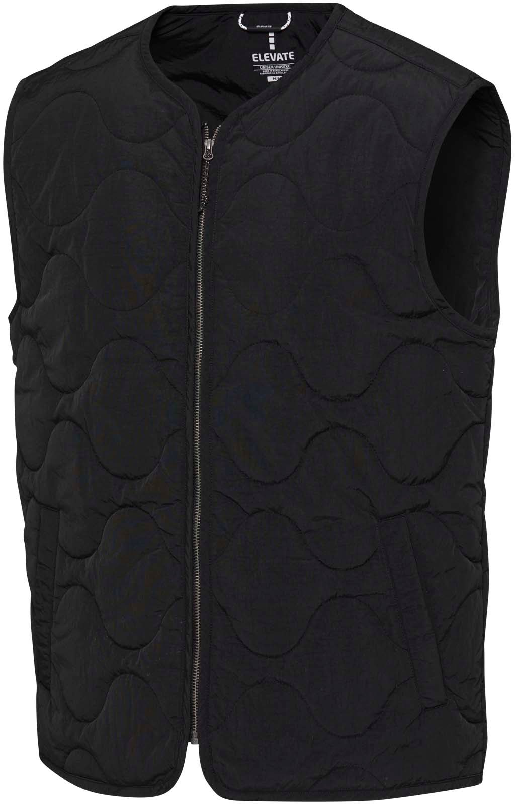 Hovedproduktbilde for Solid svart Elevate Quartz GRS resirkulert unisex vattert vest