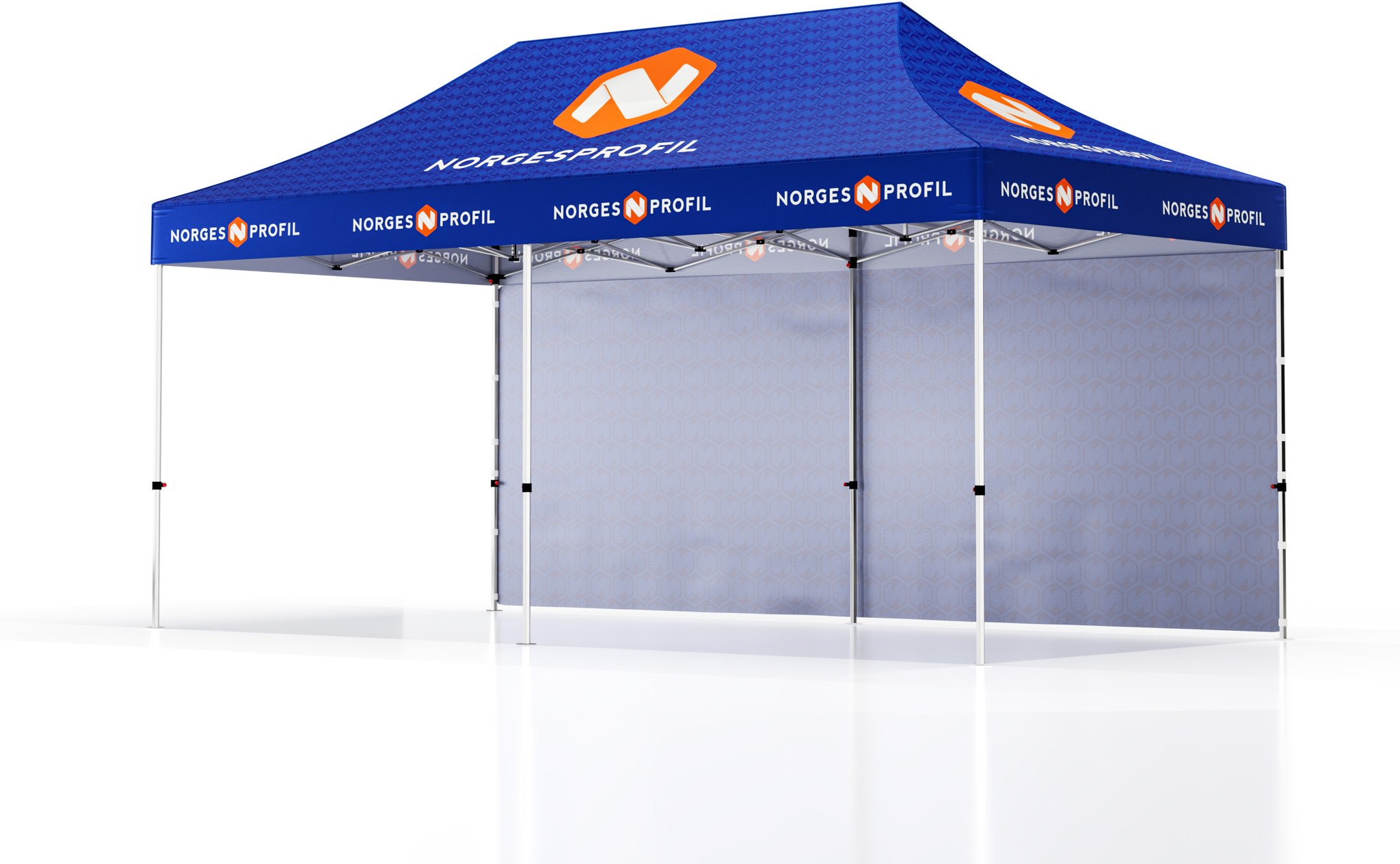 Hovedproduktbilde for Trykk på én side av vegg Telt Popup 6 x 3 meter inkl tak og bakvegg