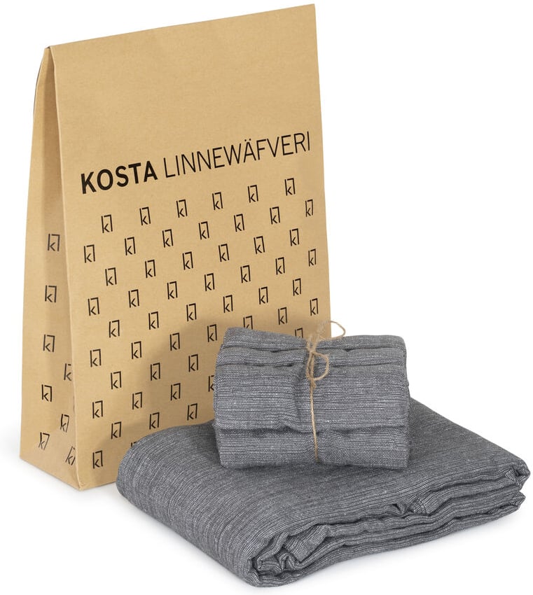 Hovedproduktbilde for Dark Grey Kosta Linnewäfveri Resirkulert Bomull Sett med Duk og Servietter