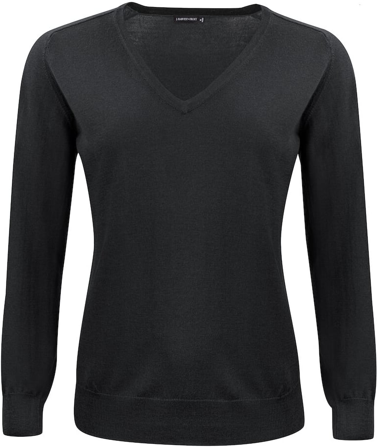 Hovedproduktbilde for Black J. Harvest & Frost Merino V-hals Strikkegenser Dame