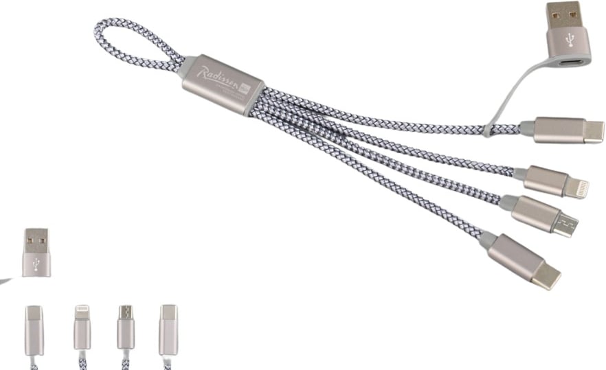 Hovedproduktbilde for 25-47-dra-2518 Remy Nylon og Aluminium 6-i-1 Ladekabel