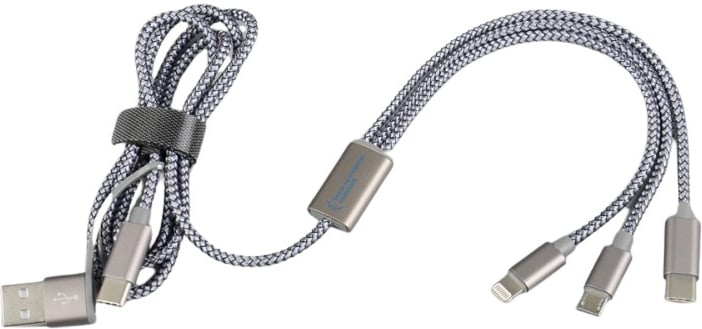 Hovedproduktbilde for 25-47-dra-2519 Luca Nylon og Aluminium 6-i-1  Ladekabel