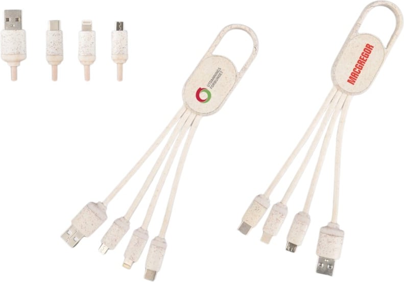 Hovedproduktbilde for 25-47-dra-2778 Snow Hvetehalm 3-i-1 Ladekabel Med Karabinkrok