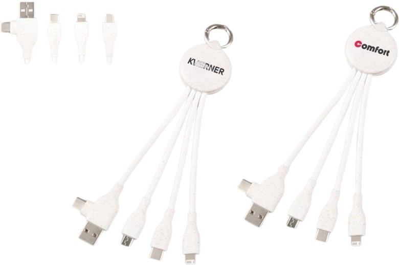 Hovedproduktbilde for 25-47-dra-2937 Como Hvetehalm 6-i-1 Ladekabel og Nøkkelring