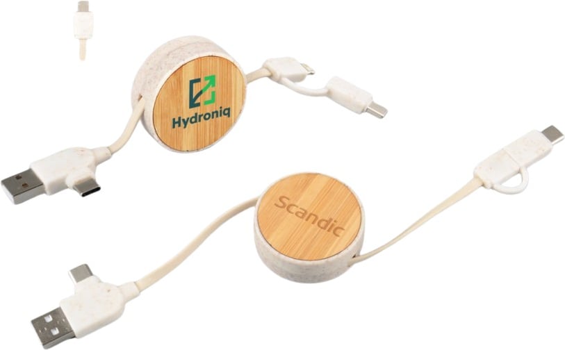 Hovedproduktbilde for 25-47-dra-2939 Andorra Hvetehalm 6-i-1 Uttrekkbar Ladekabel