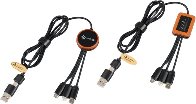 Hovedproduktbilde for 25-47-dra-2977 Base RPET og Bambus 6-i-1  Ladekabel