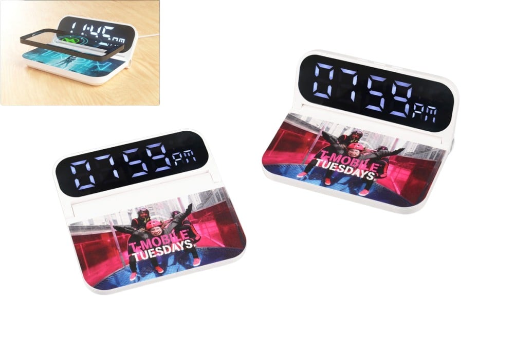 Hovedproduktbilde for 25-47-dra-2987 Sol Fullfargetrykket 15W Trådløs Lader med Klokke