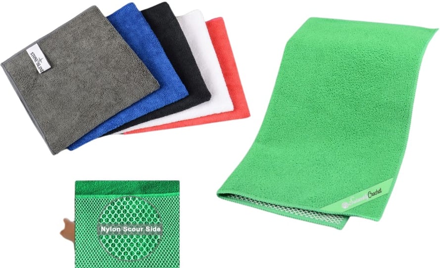 Hovedproduktbilde for 25-47-dra-3067 Mikrofiber Rengjøringskluter m/Poly-mesh Skureside