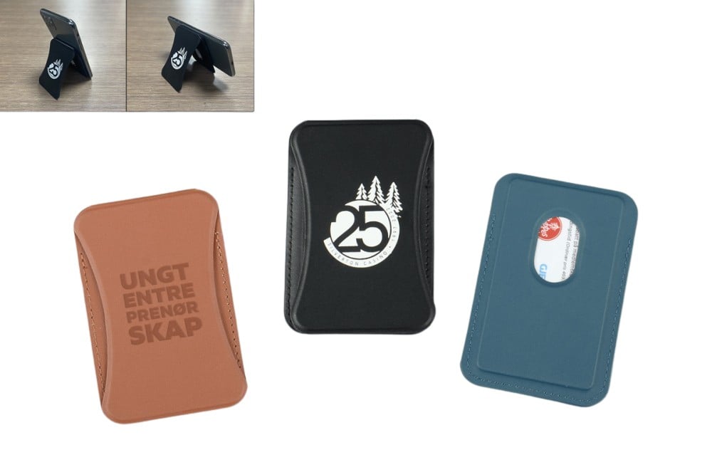 Hovedproduktbilde for 25-47-dra-3109 Delmen PU-lær RFID Kortholder med Telefonstativ