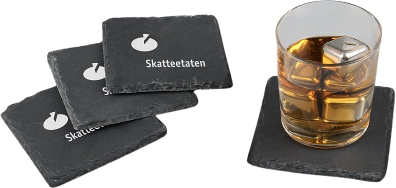 Hovedproduktbilde for 25-47-dra-3128 Buffalo Firkantet Skifer 4-pk Glassbrikkesett