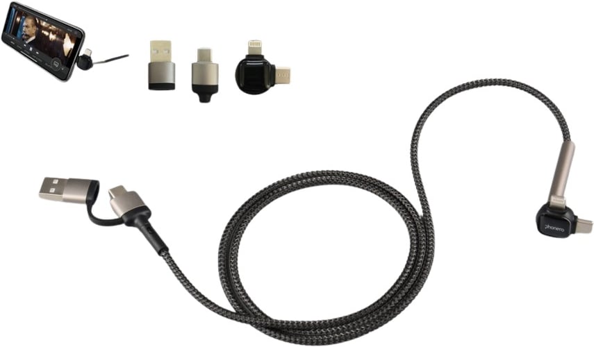 Hovedproduktbilde for 25-47-dra-3154 Milo Nylon og Aluminium 4-i-1  Ladekabel