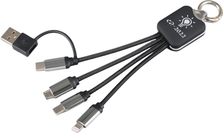 Hovedproduktbilde for 25-47-dra-3285 Kira 6-i-1 Ladekabel med Opplyst Logo