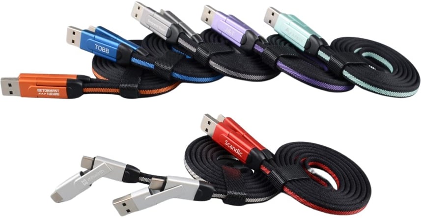 Hovedproduktbilde for 25-47-dra-3287 Kairo Nylon og Aluminium 6-i-1 Ladekabel