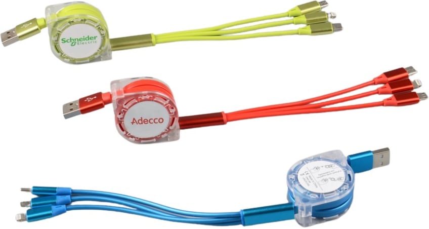 Hovedproduktbilde for 25-47-dra-3348 Isaac 3-i-1 Uttrekkbar Ladekabel