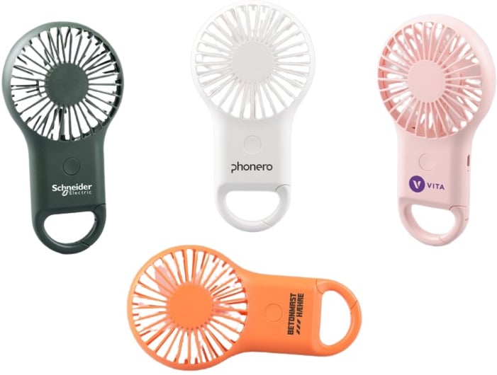 Hovedproduktbilde for 25-47-dra-3682 Aelina Håndholdt Vifte med Fargerike Lys og Karabinkrok