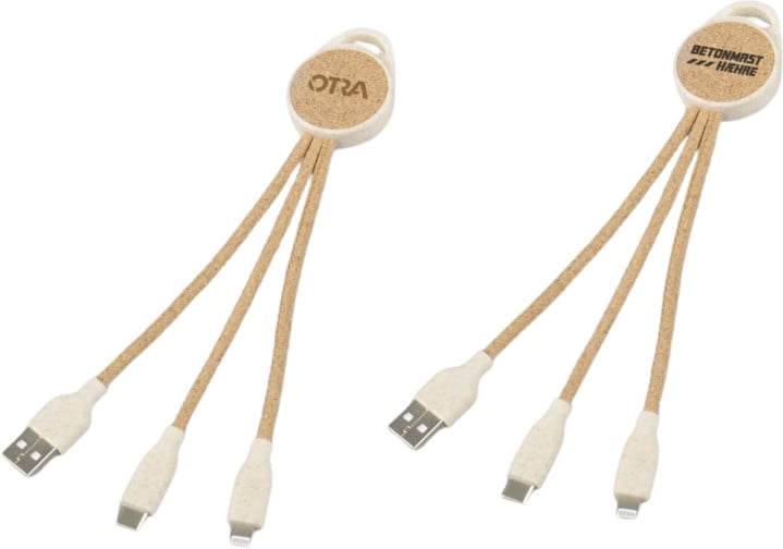 Hovedproduktbilde for 25-47-dra-3730 Hvetehalm og Kork 3-i-1 Ladekabel