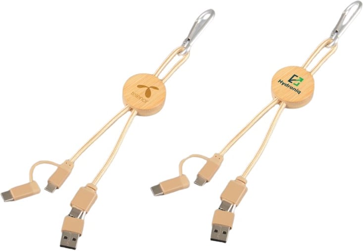 Hovedproduktbilde for 25-47-dra-3792 Leo Bambus 6-i-1 Laderkabel med Karabinkrok