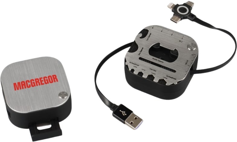 Hovedproduktbilde for 25-47-dra-3828 Caleb 3-i-1 Uttrekkbar Ladekabel med Mobilstativ