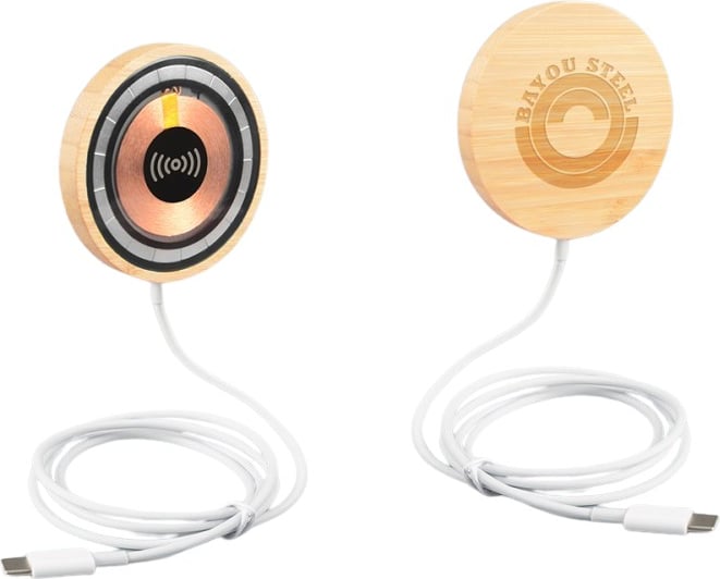 Hovedproduktbilde for 25-47-dra-4145 Dublin Bambus 15W Magnetisk Trådløs  Ladeplate