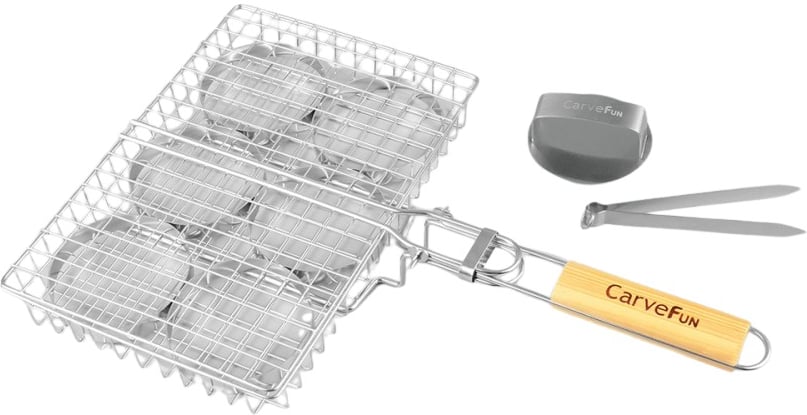 Hovedproduktbilde for 25-47-dra-4204 Ayr Rustfritt Stål Burger Grillrist med Trehåndtak