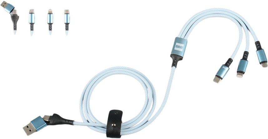 Hovedproduktbilde for 25-47-dra-4255 Lisbon Nylon og Resirkulert Aluminium 6-i-1  Ladekabel