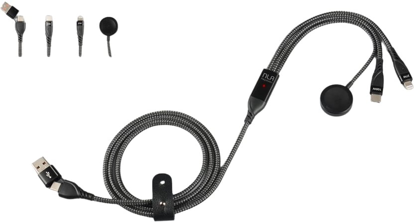 Hovedproduktbilde for 25-47-dra-4258 Camden Nylon og Resirkulert Aluminium 6-i-1 Ladekabel