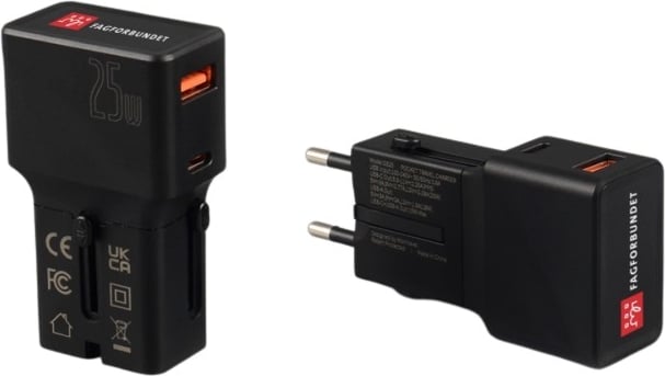 Hovedproduktbilde for 25-47-dra-4385 Jaro 25W PD Lomme Reiseadapter med USB-A og USB-C