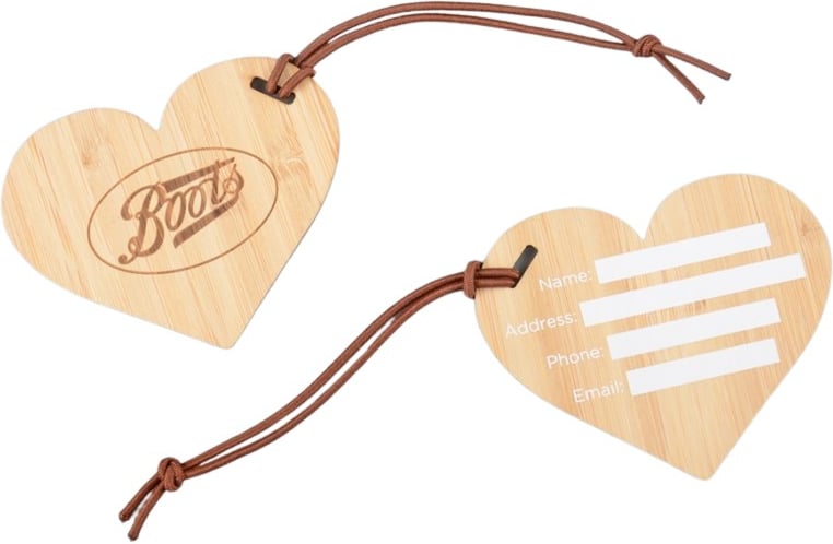 Hovedproduktbilde for 25-47-drb-4957 Hjerteformet Bambus Bagasjelapp