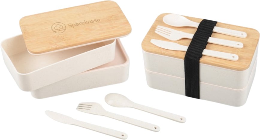 Hovedproduktbilde for 25-47-drb-5346 Zwell Hvetestrå og Bambus To-lags Matboks med Bestikk