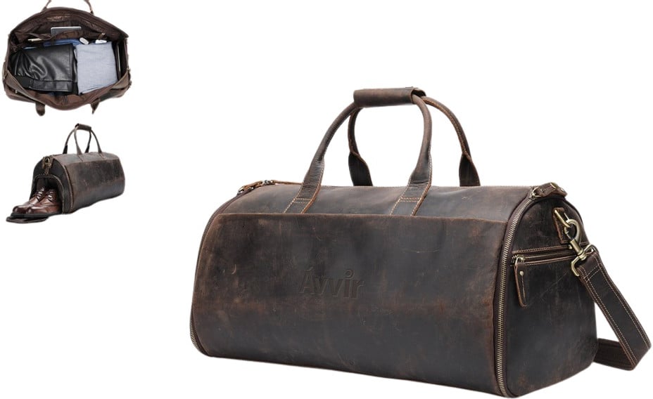 Hovedproduktbilde for 25-47-drc-7219 Cairo Retro Lær 2-i-1 Dresspose og Weekendbag