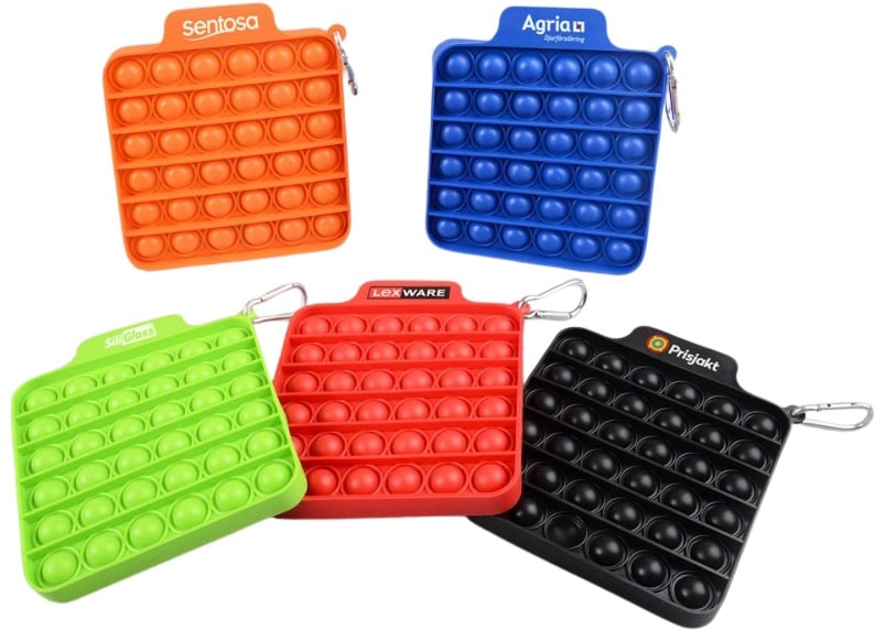 Hovedproduktbilde for 25-47-drc-9457 Borgy Pop it Fidget Leke med Karabinkrok