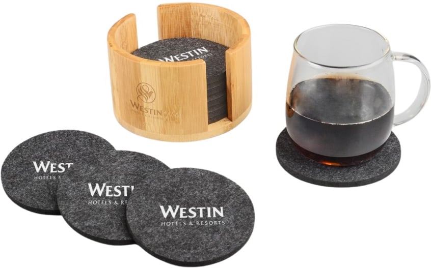 Hovedproduktbilde for 25-47-drc-9632 Pueblo RPET Filt og Bambus 12-pk Glassbrikke Gavesett