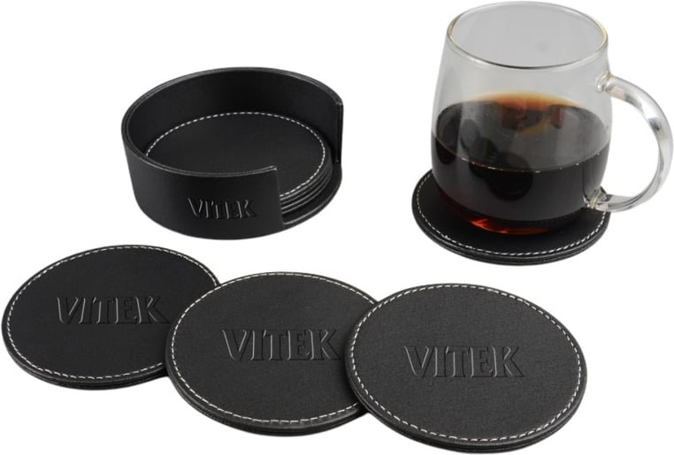 Hovedproduktbilde for 25-47-drd-5688 Rund PU Lær Glassbrikke Gavesett