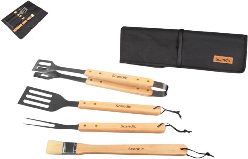 Hovedproduktbilde for 25-47-drd-5944 Heidel Rustfritt Stål og Tre 4 stk BBQ Sett