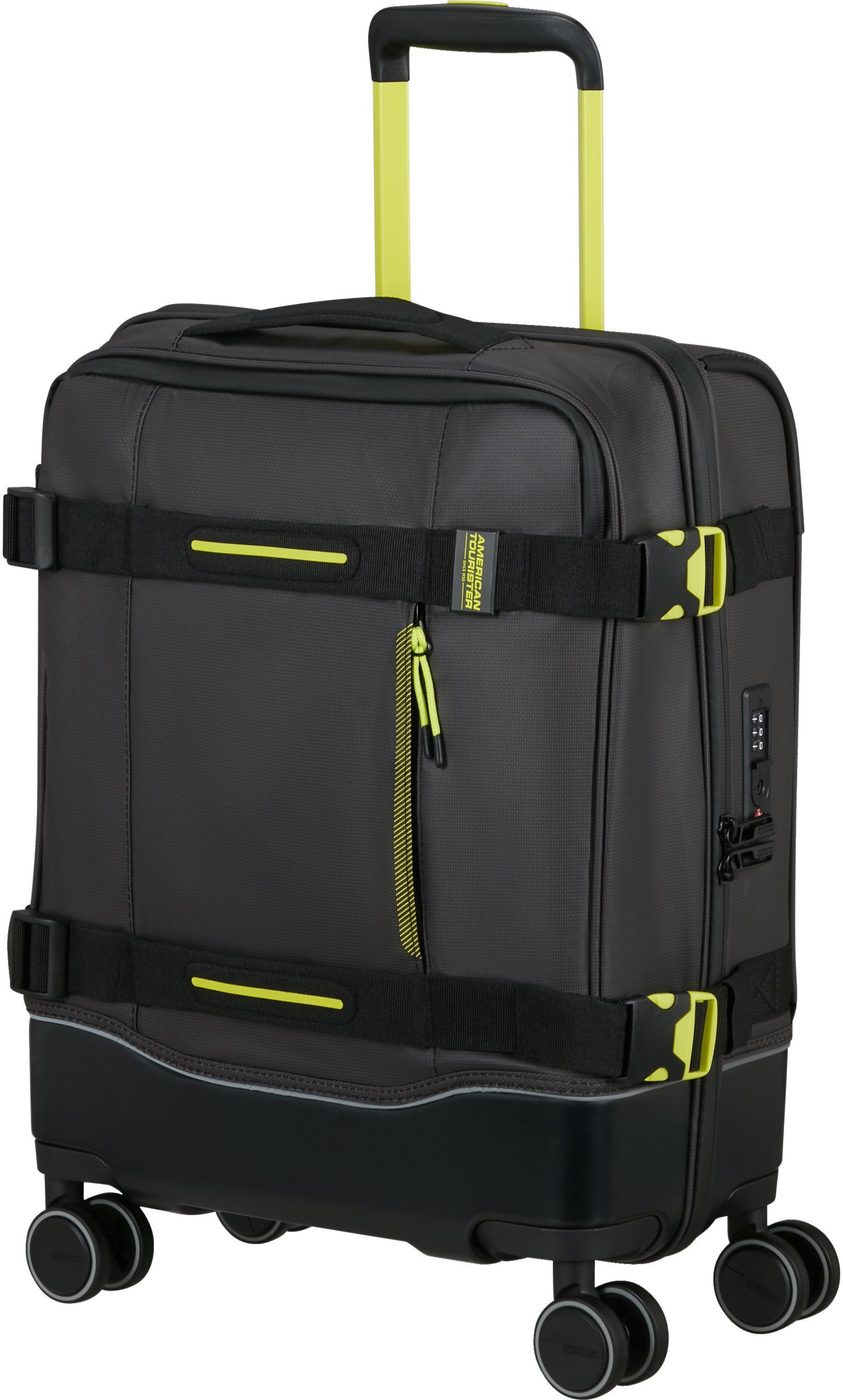 Hovedproduktbilde for Coated Black/Lime American Tourister Urban Track Koffert med 4 hjul 55 cm