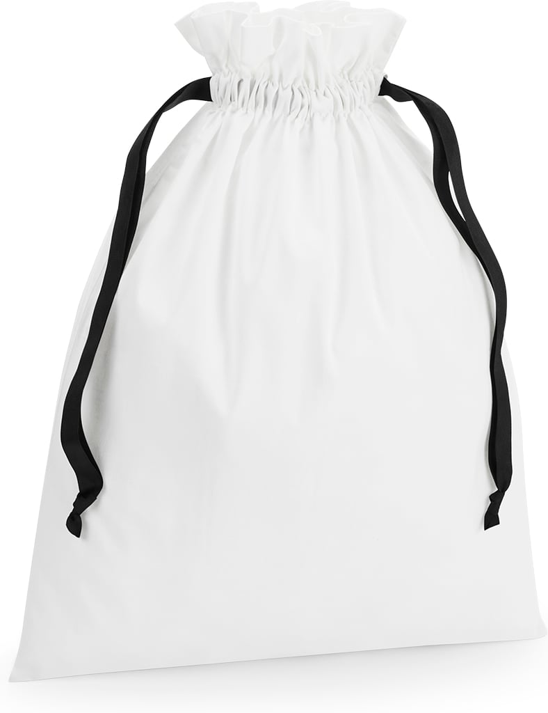 Hovedproduktbilde for Soft White/Black Westford Mill 140 g/m2 Bomull Gaveposer med Snøring