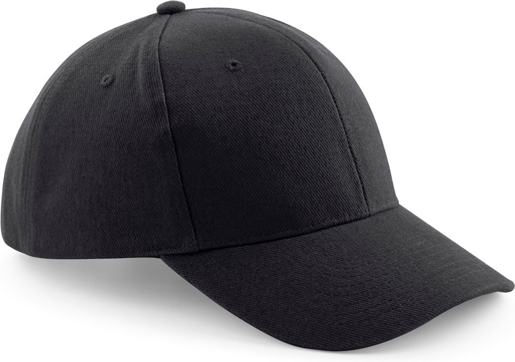 Hovedproduktbilde for Black Beechfield Pro-Style Heavy Brushed Cotton Cap