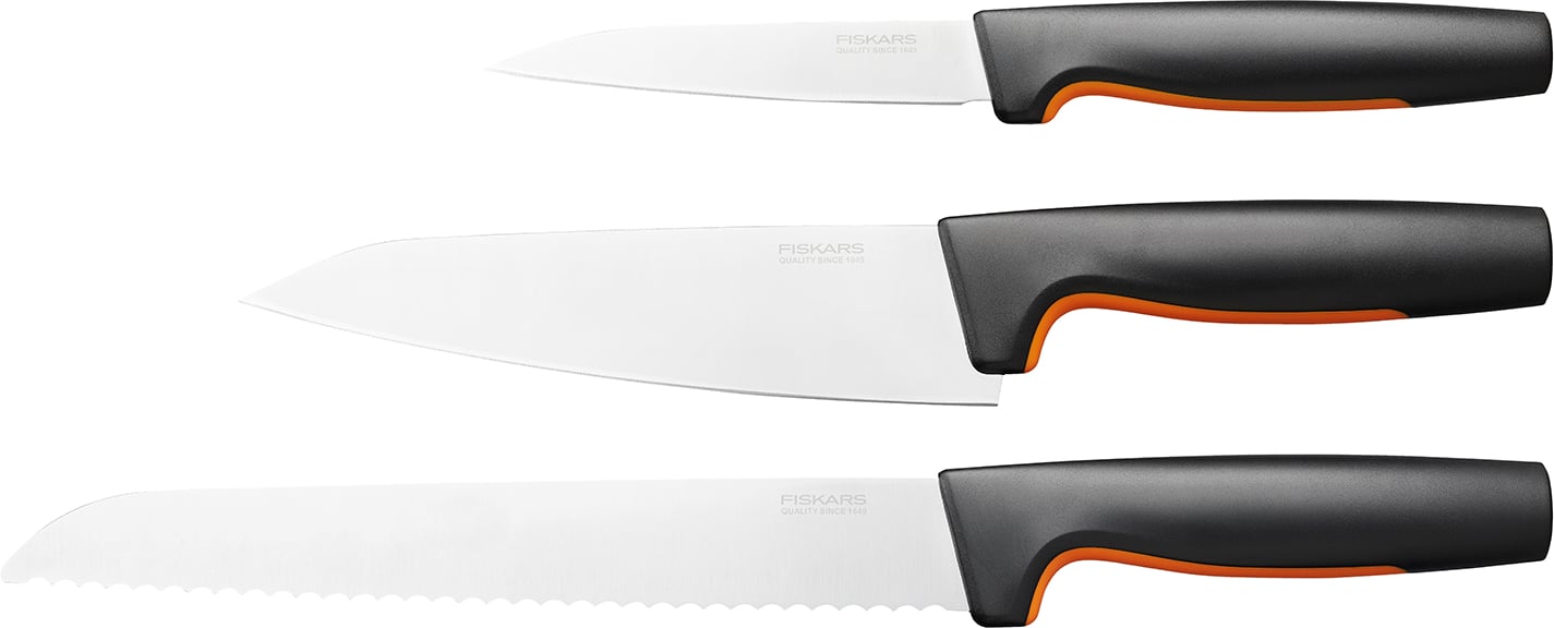 Hovedproduktbilde for Sort Fiskars Functional Form Startsett 3 kniver