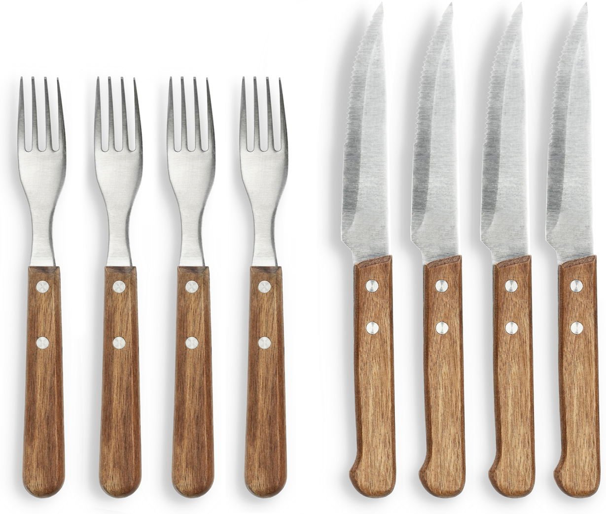 Hovedproduktbilde for Akasie HOLM Rustfritt Stål og Akasietre 8 deler Biffbestikk